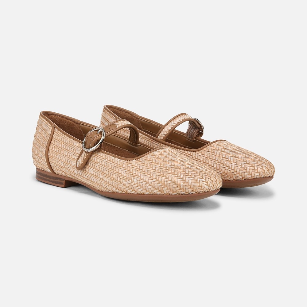 Naturalizer Kelly 4 Mary Jane Flat - Tan Woven Faux Leather