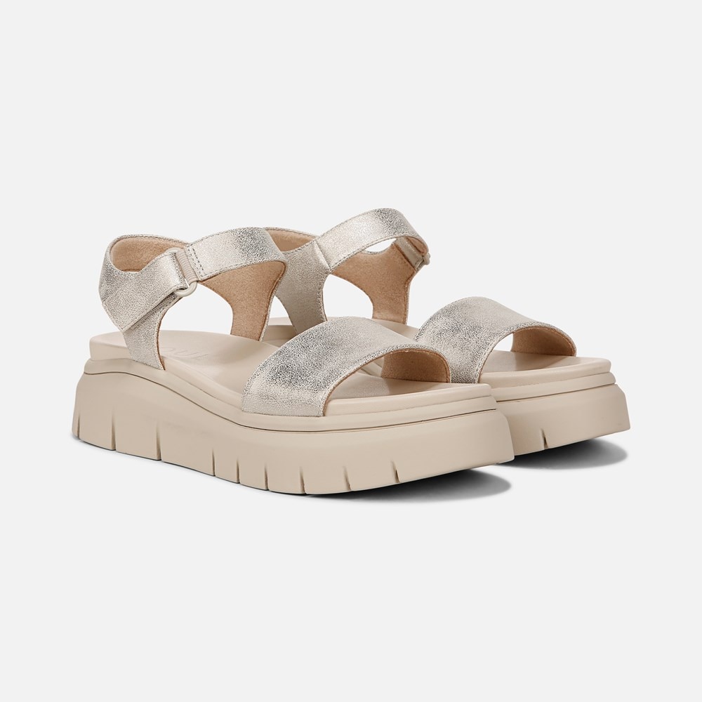 Naturalizer SOUL Poppi Wedge Sandal - Light Gold Faux Leather