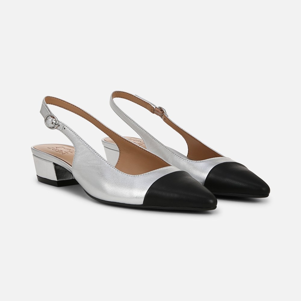 Naturalizer Banks Slingback - Silver / Black Leather