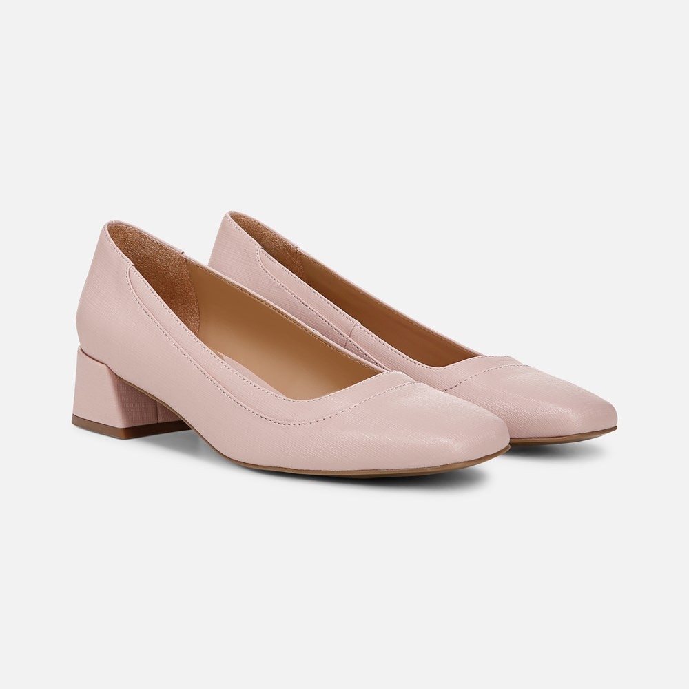 Naturalizer Huntley Block Heel Pump - Cameo Blush Pink Faux Leather