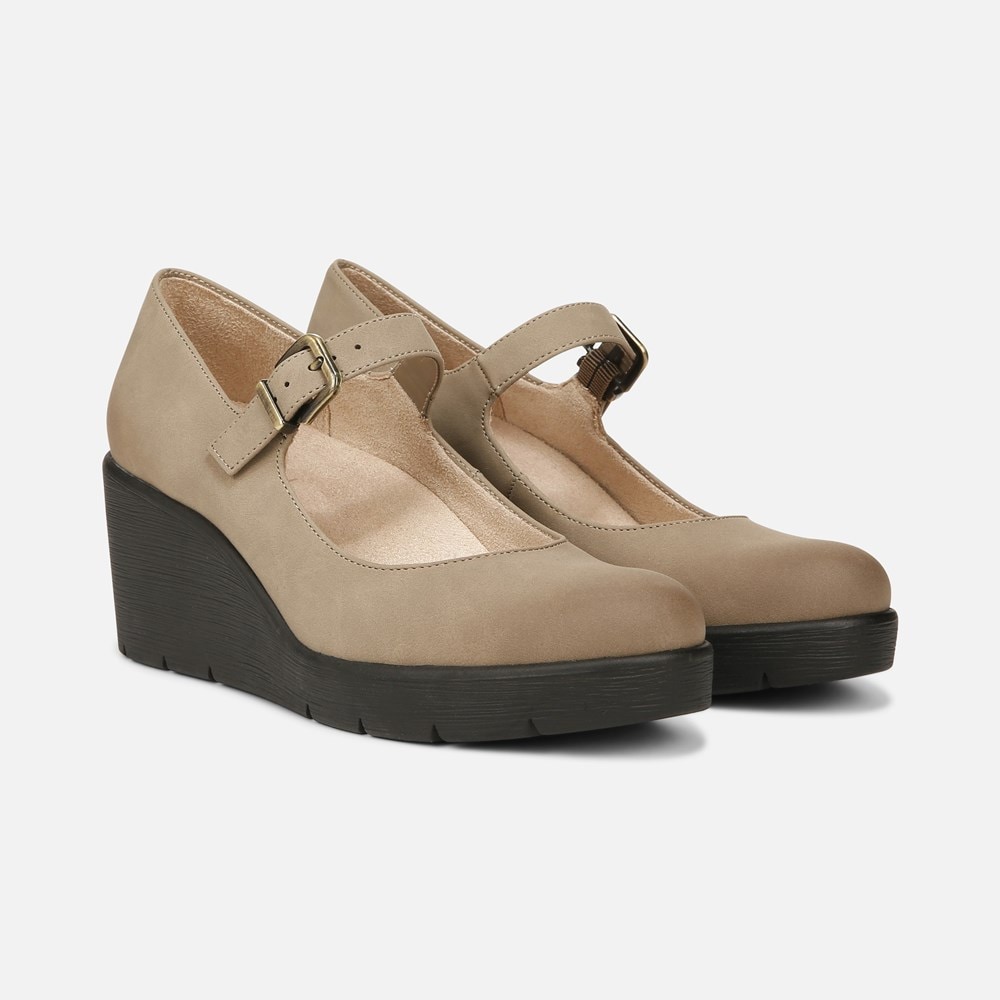 Naturalizer SOUL Adore Mary Jane Wedge - Mushroom Grey Synthetic