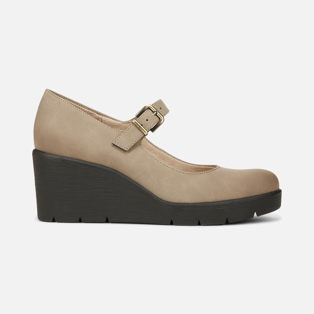Naturalizer SOUL Adore Mary Jane Wedge - Mushroom Grey Synthetic