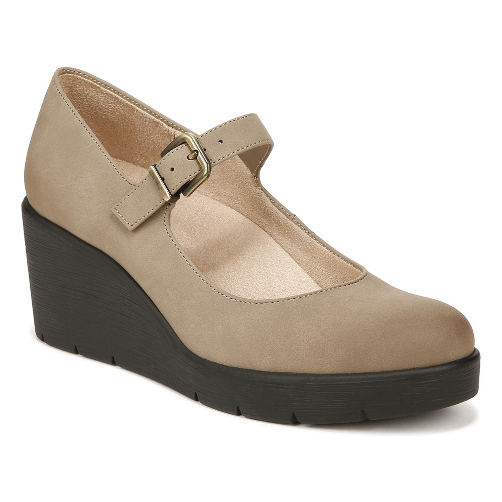 Naturalizer SOUL Adore Mary Jane Wedge - Mushroom Grey Synthetic