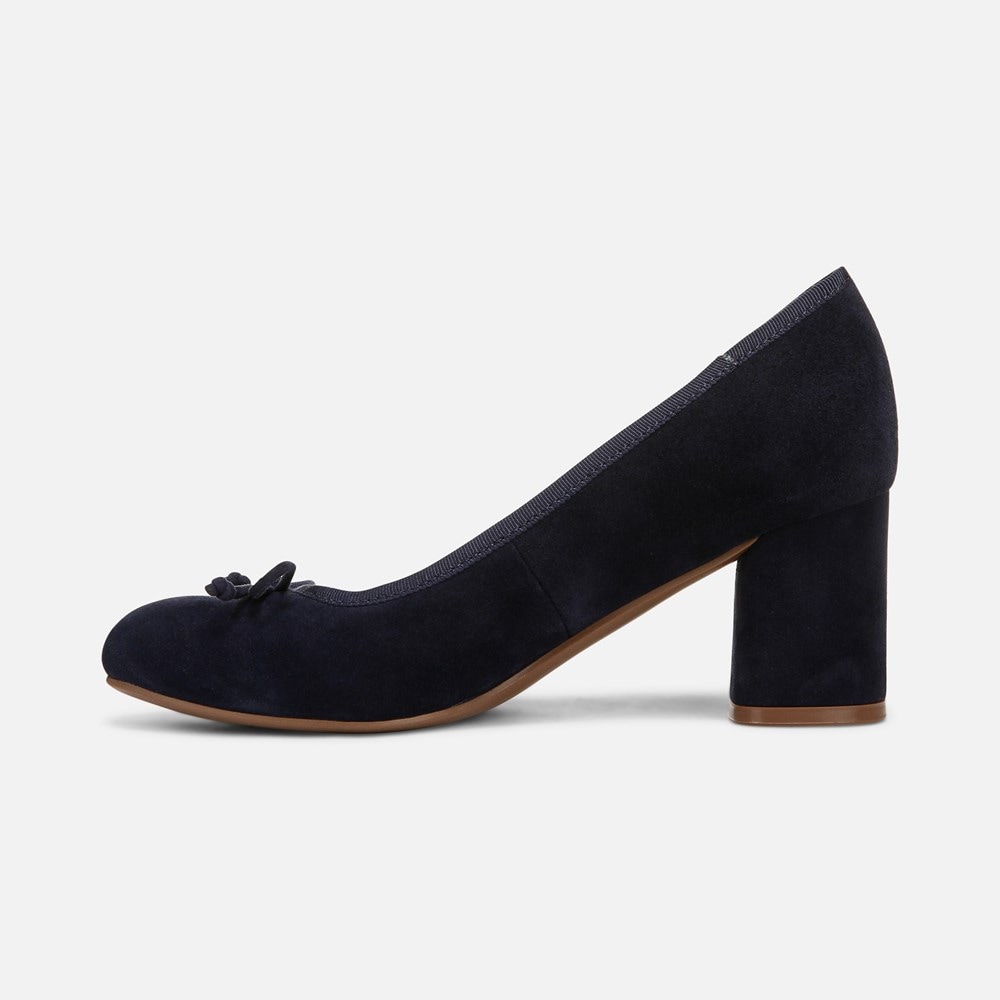 Naturalizer Sienna Block Heel Pump - Midnight Blue Suede