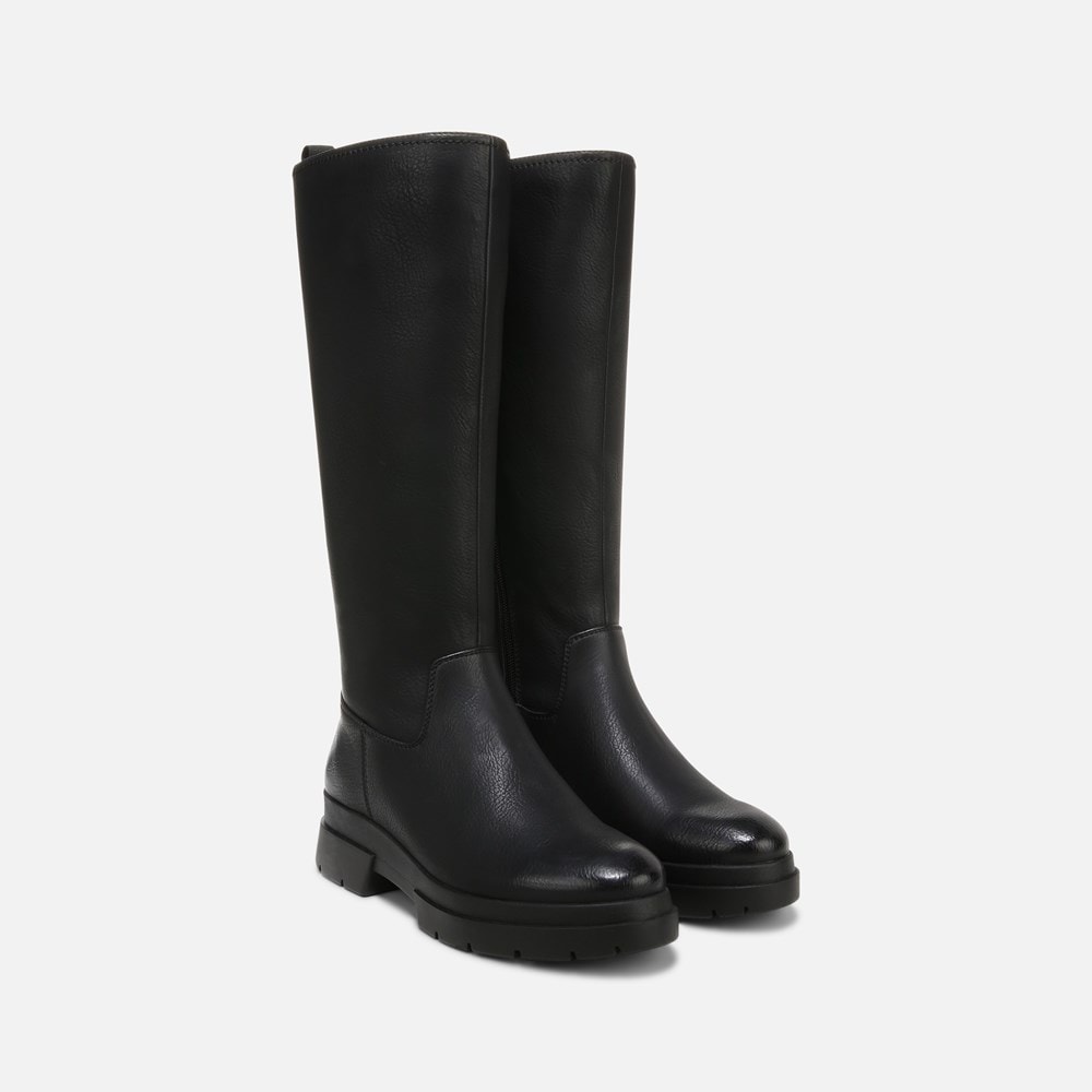 Naturalizer SOUL Orchid Weather Resistant Wide Calf Boot - Black Smooth Faux Leather