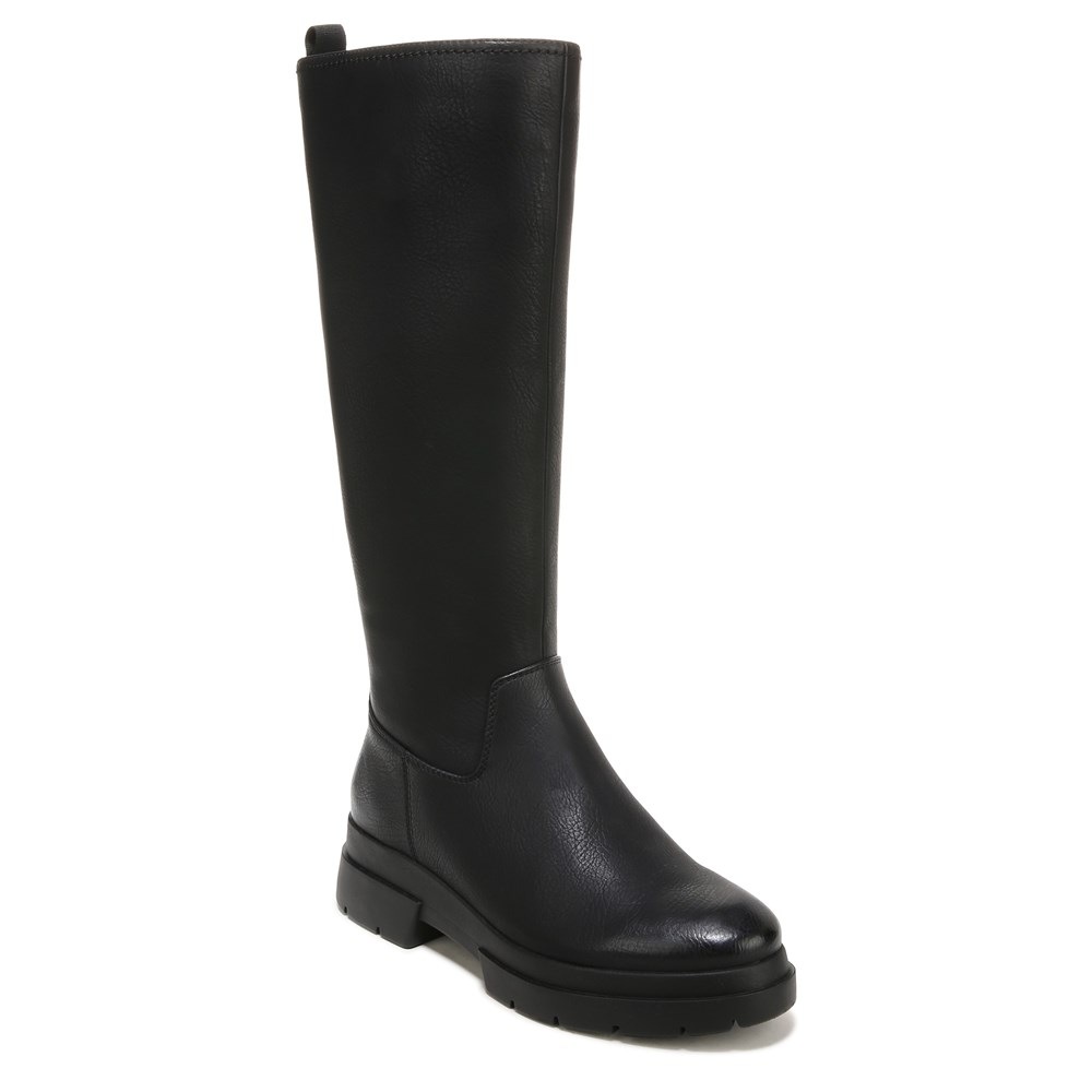 Naturalizer SOUL Orchid Weather Resistant Wide Calf Boot - Black Smooth Faux Leather