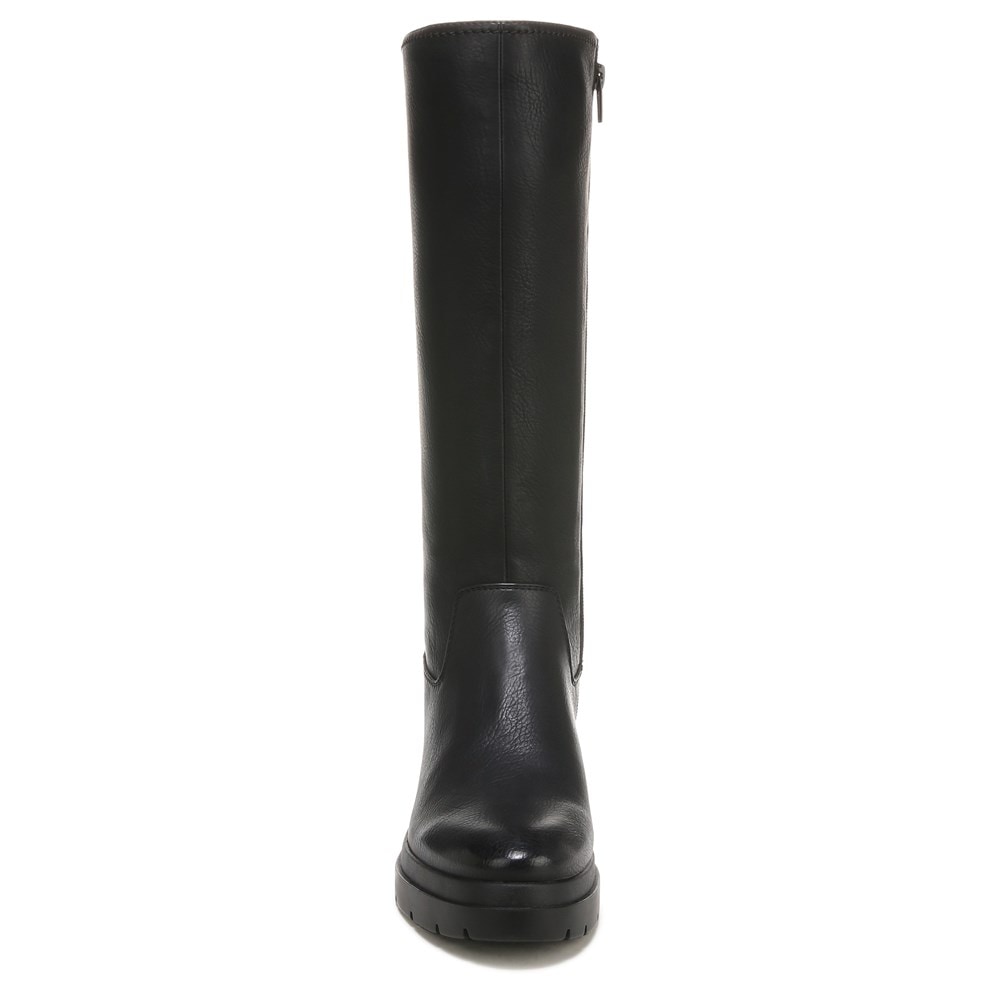Naturalizer SOUL Orchid Weather Resistant Wide Calf Boot - Black Smooth Faux Leather
