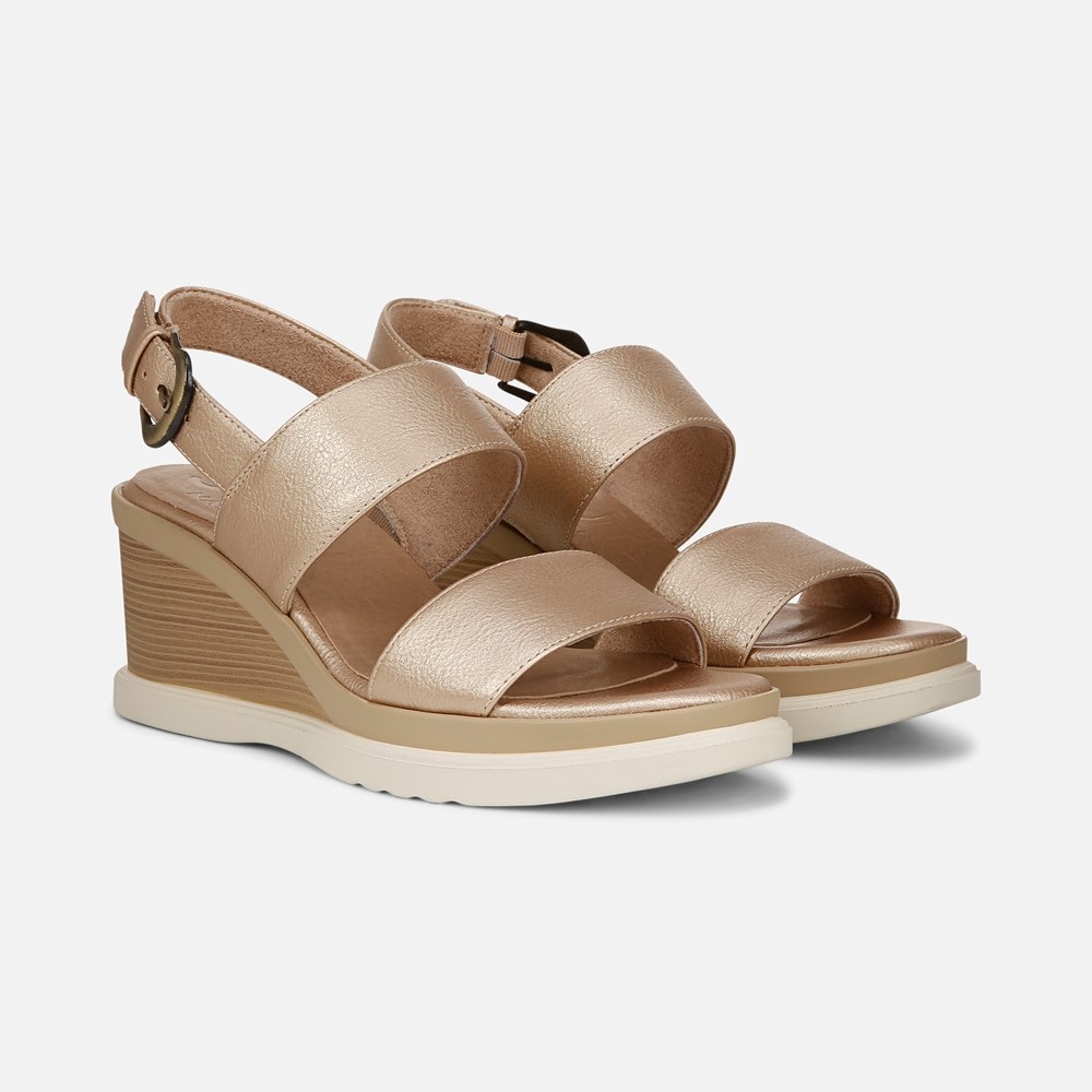 Naturalizer SOUL Livia Wedge Sandal - Gold Faux Leather