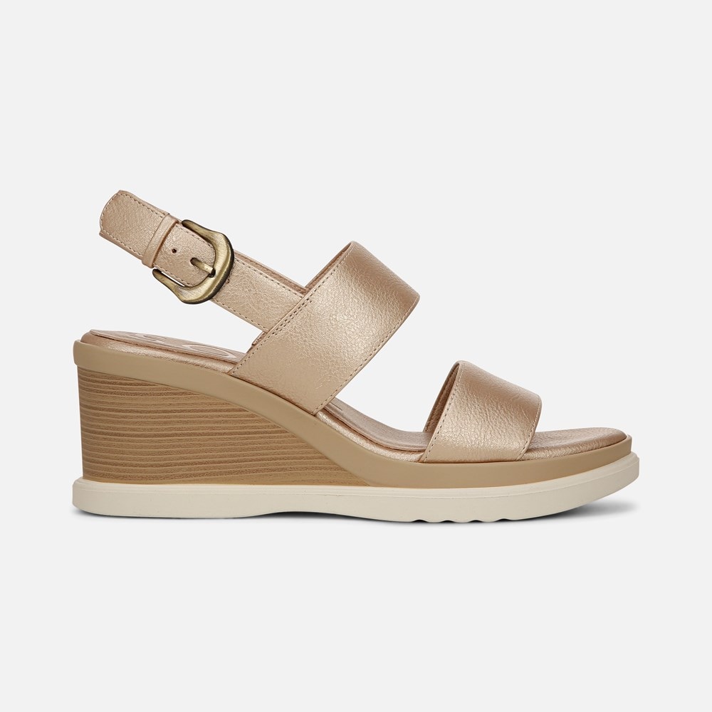 Naturalizer SOUL Livia Wedge Sandal - Gold Faux Leather
