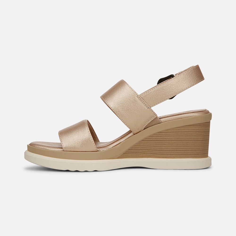 Naturalizer SOUL Livia Wedge Sandal - Gold Faux Leather