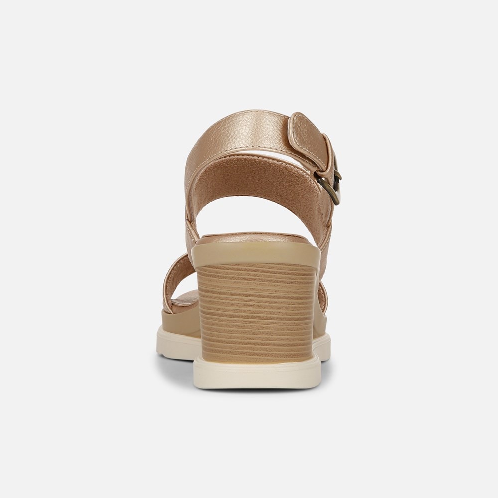 Naturalizer SOUL Livia Wedge Sandal - Gold Faux Leather