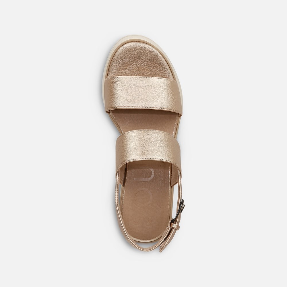 Naturalizer SOUL Livia Wedge Sandal - Gold Faux Leather