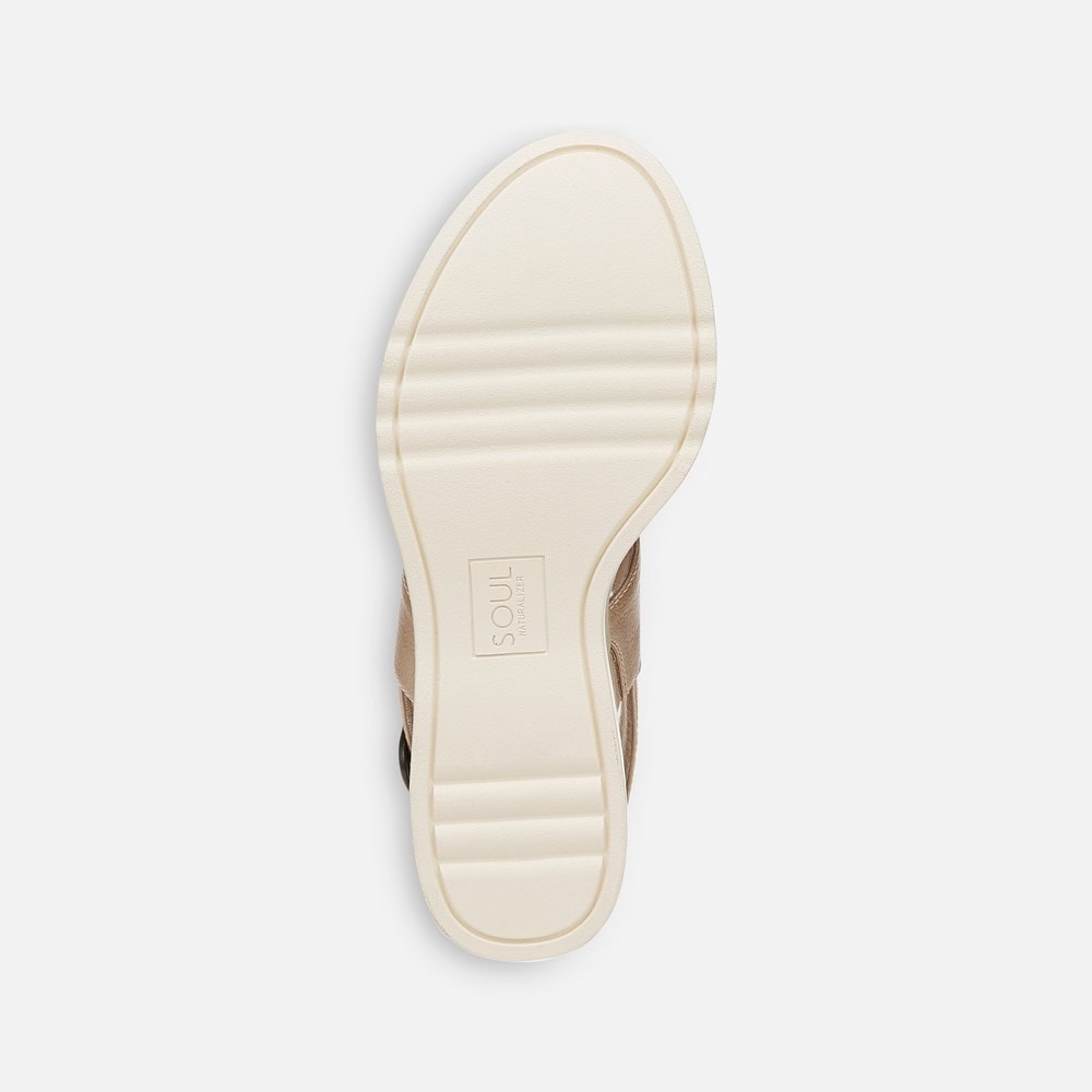Naturalizer SOUL Livia Wedge Sandal - Gold Faux Leather