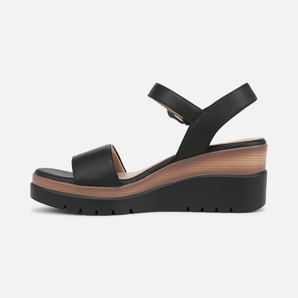 Naturalizer SOUL Graciela Wedge Sandal - Black Faux Leather