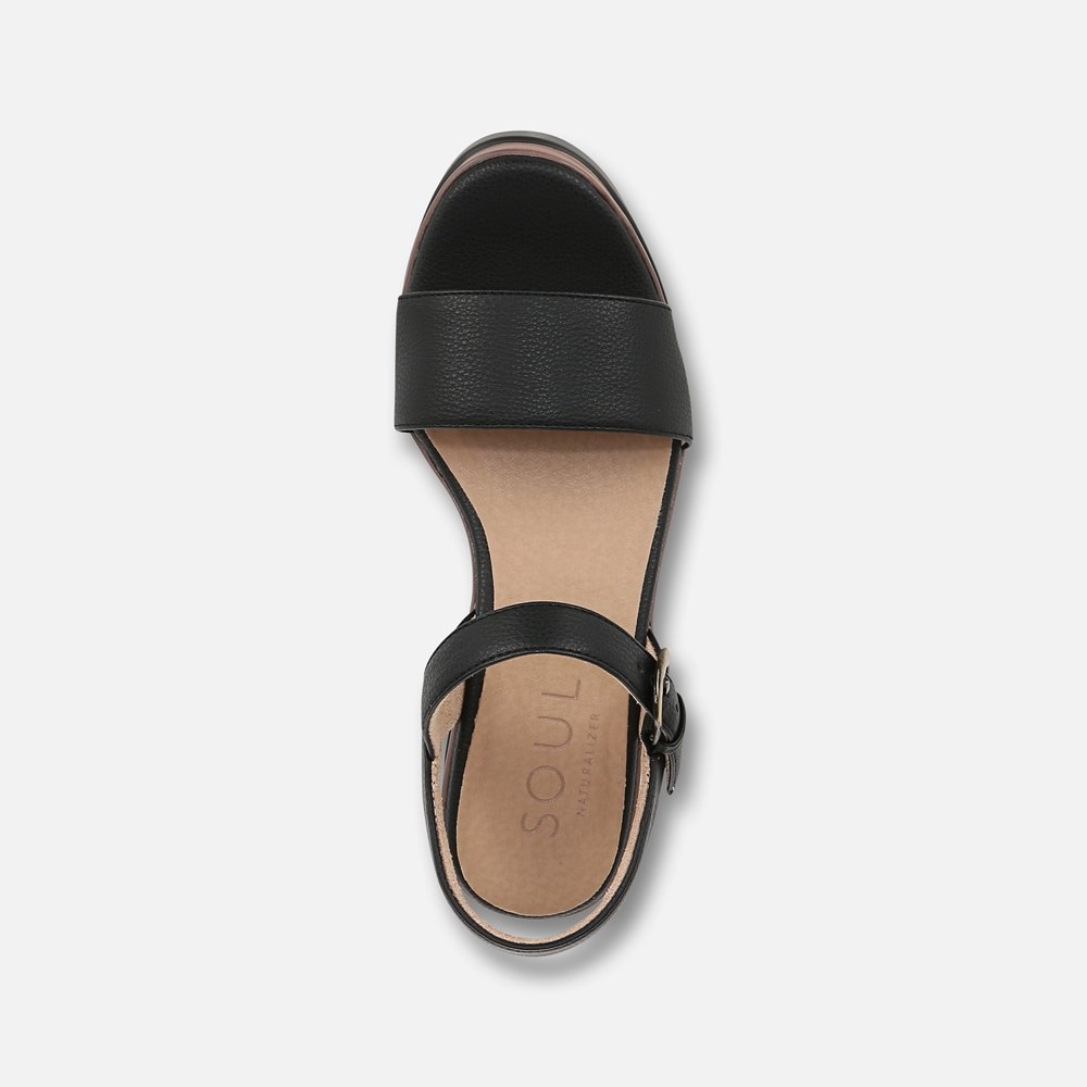 Naturalizer SOUL Graciela Wedge Sandal - Black Faux Leather