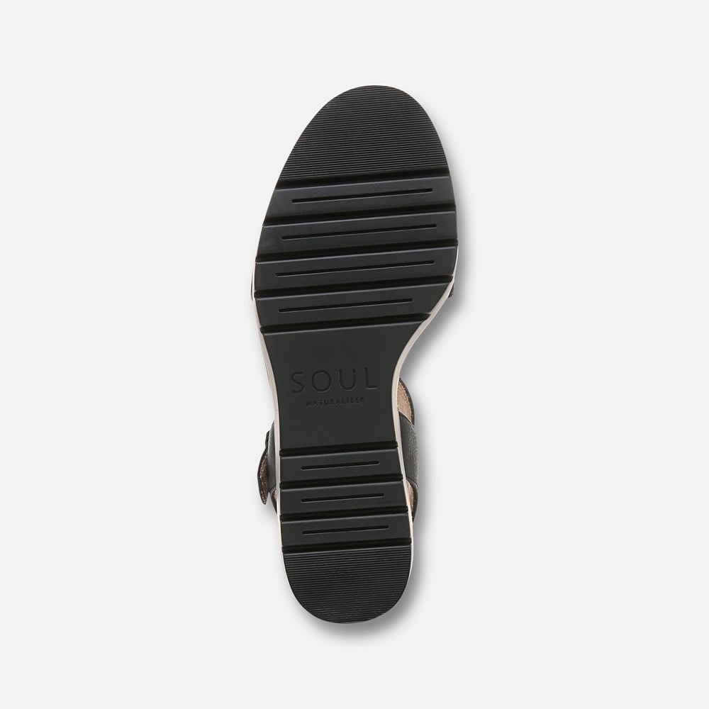 Naturalizer SOUL Graciela Wedge Sandal - Black Faux Leather