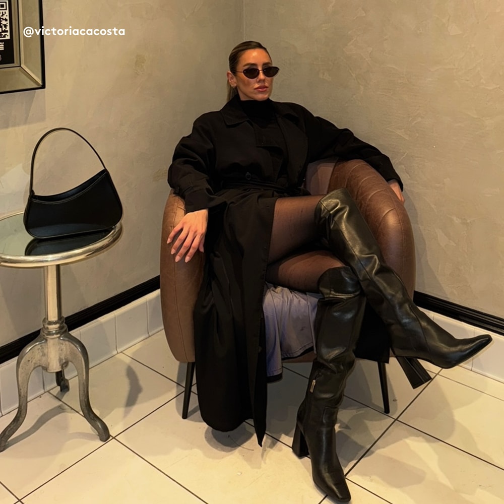 Naturalizer Lyric Over The Knee Boot - Black Leather
