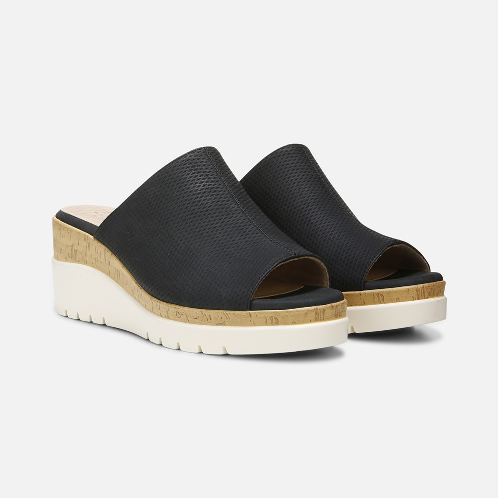 Naturalizer Soul Goodtimes Mule Wedge Sandal - Black Manmade