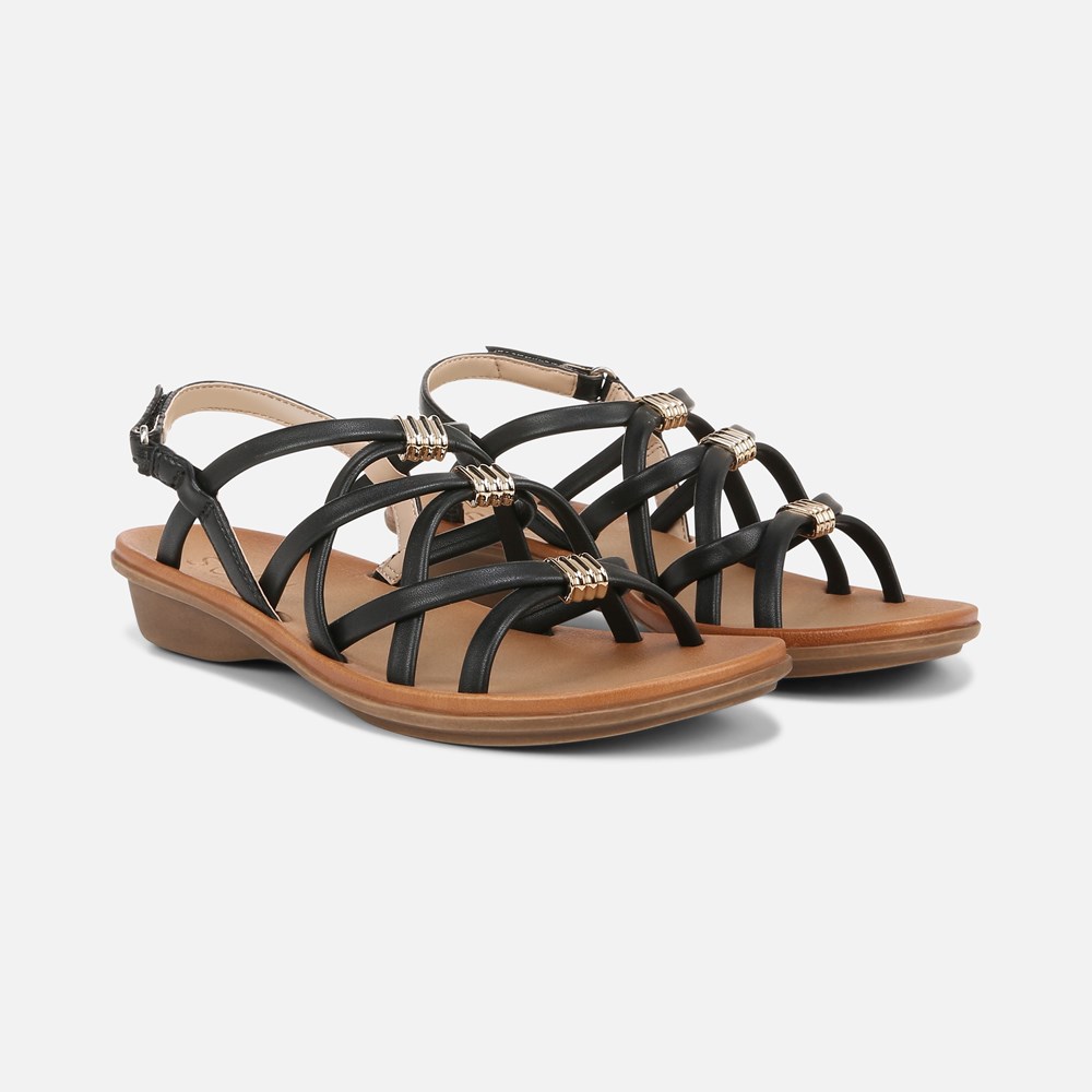 Naturalizer SOUL Sierra Strappy Sandal - Black Smooth