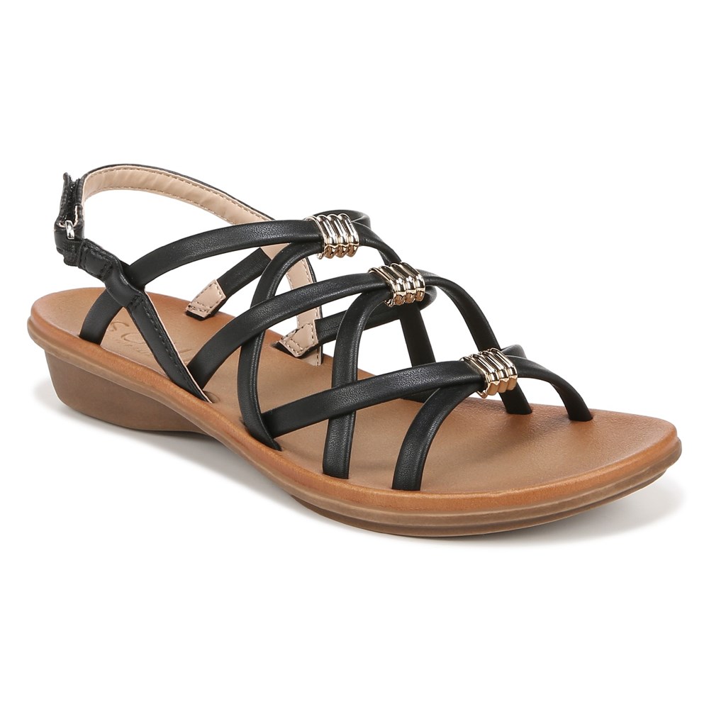 Naturalizer SOUL Sierra Strappy Sandal - Black Smooth