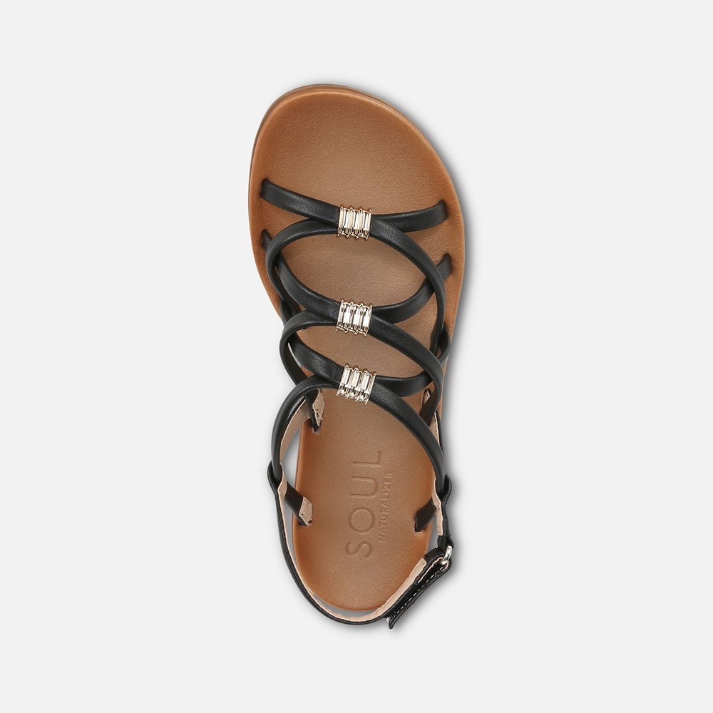 Naturalizer SOUL Sierra Strappy Sandal - Black Smooth