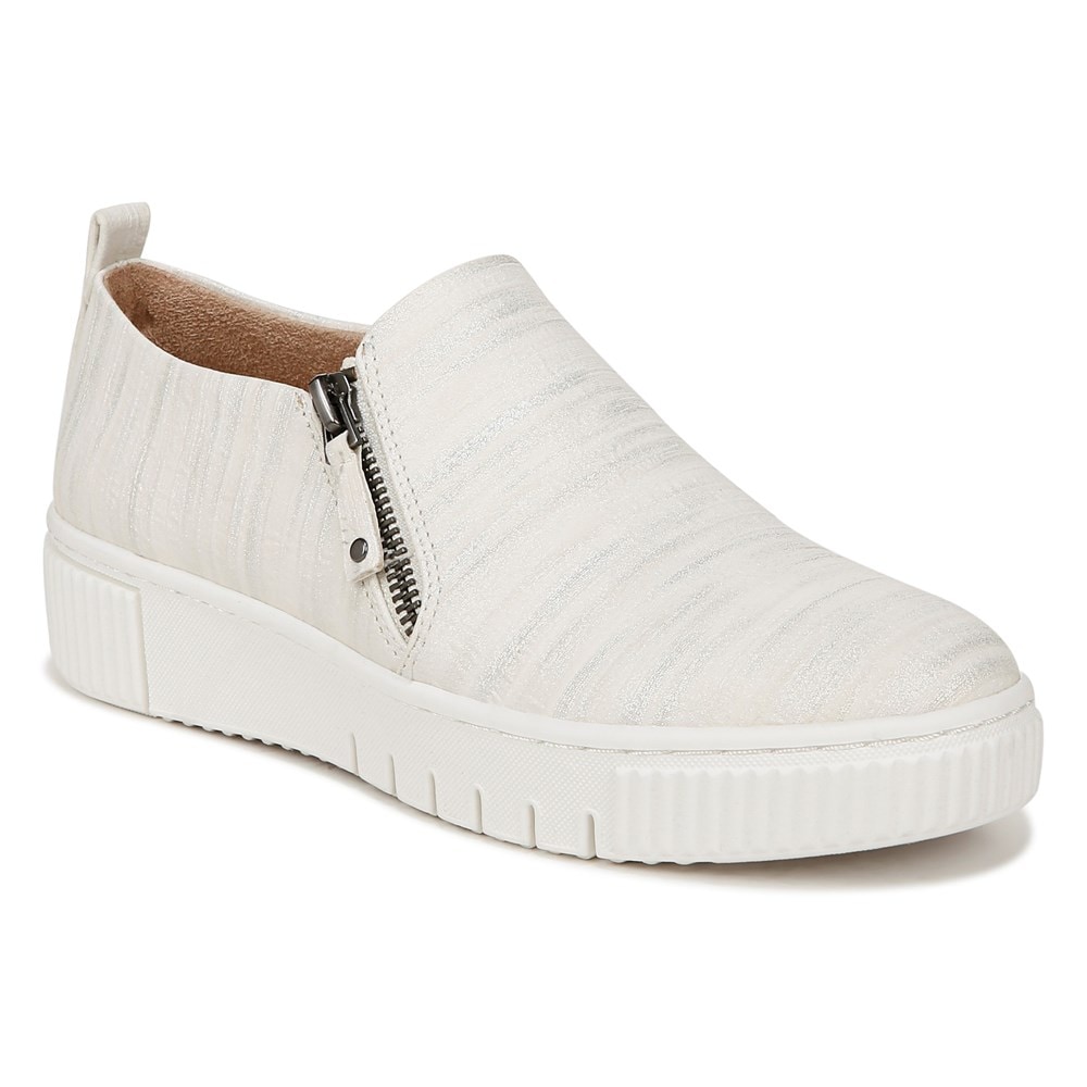Naturalizer SOUL Turner Slip On Sneaker - White Metallic Faux Leather