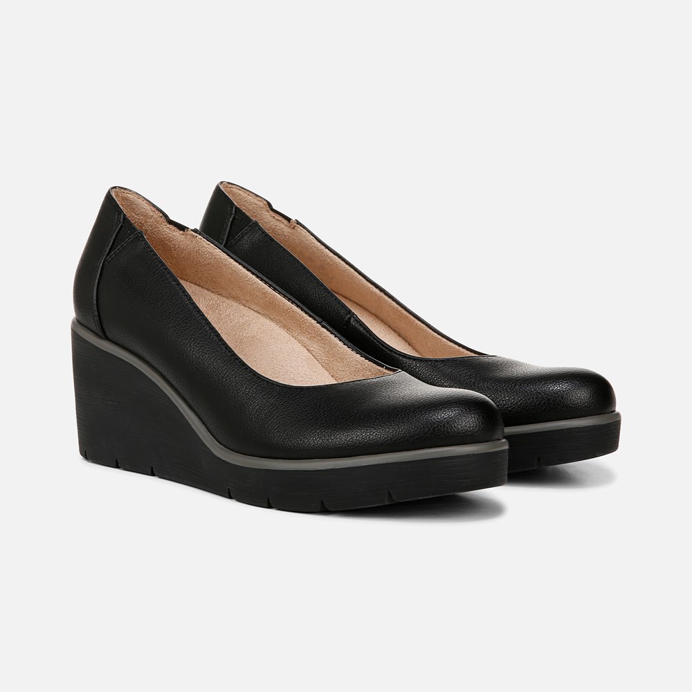 Naturalizer SOUL About Time Wedge Pump - Black Faux Leather