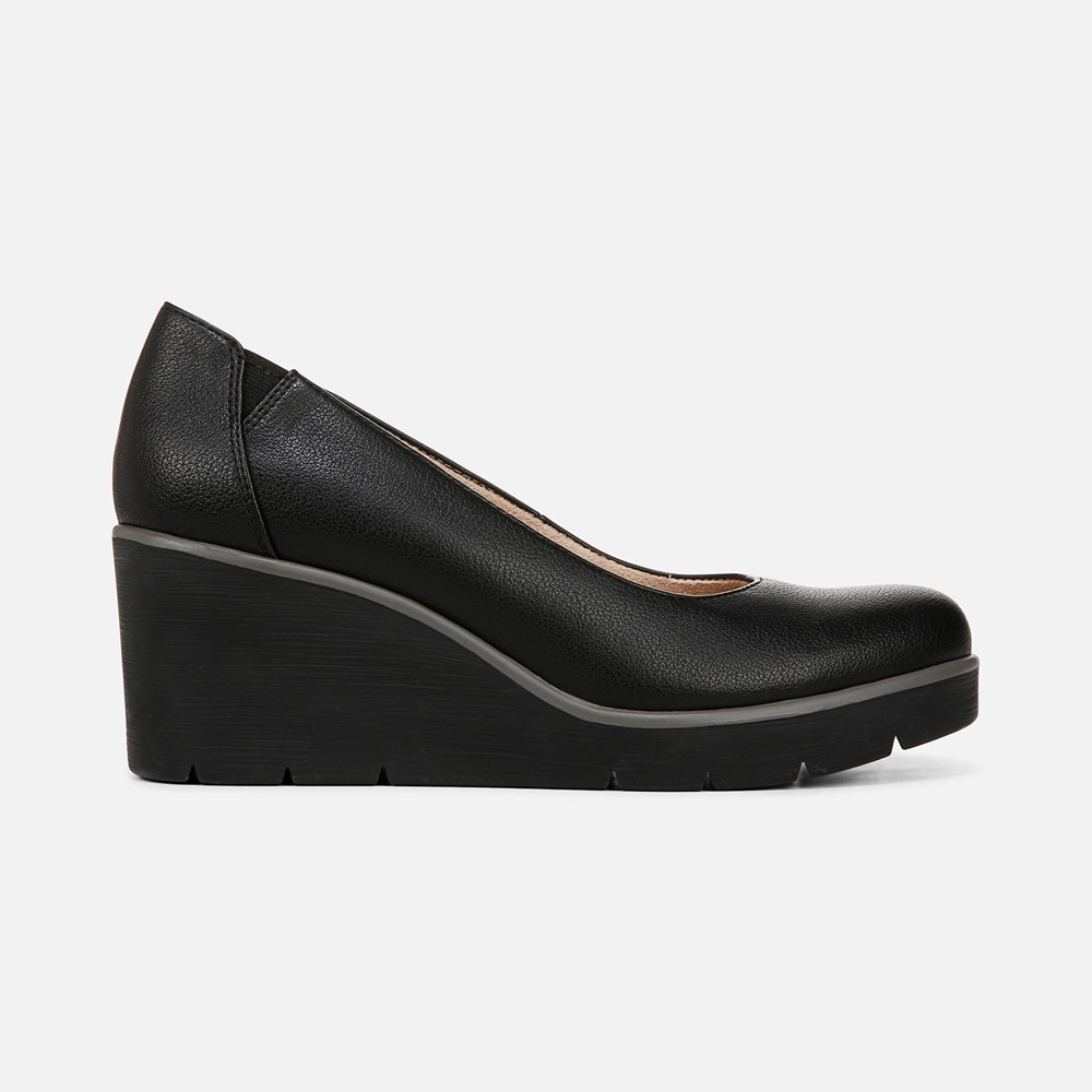 Naturalizer SOUL About Time Wedge Pump - Black Faux Leather