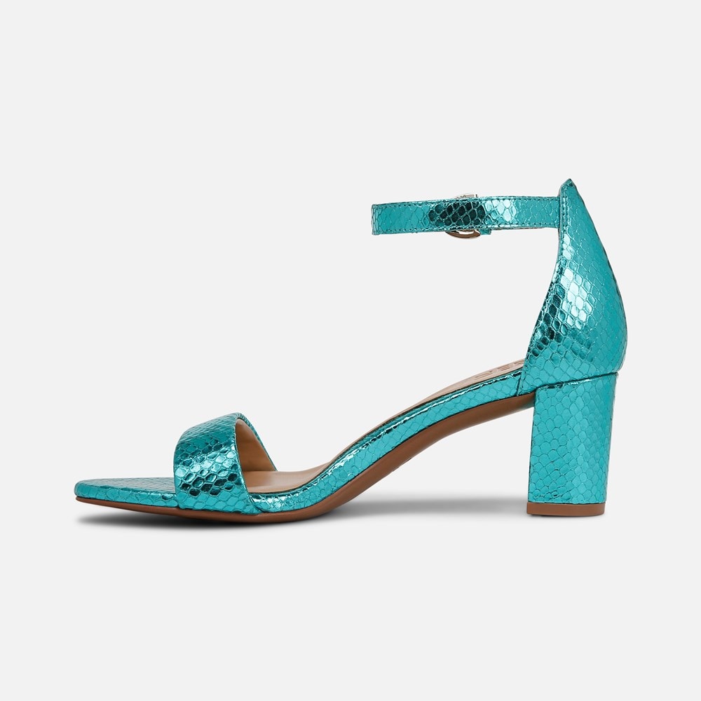 Naturalizer Limited Edition Vera Dress Sandal - Teal Metallic Snake Print Leather