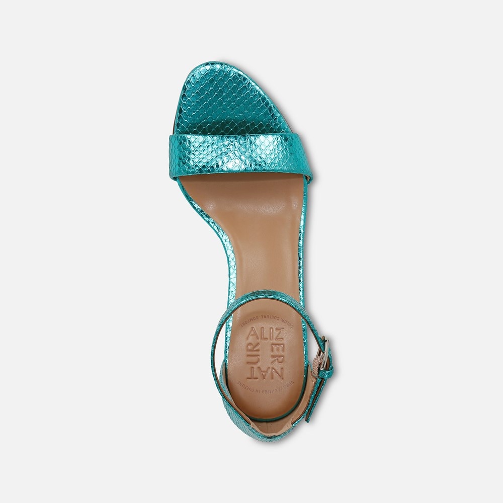 Naturalizer Limited Edition Vera Dress Sandal - Teal Metallic Snake Print Leather