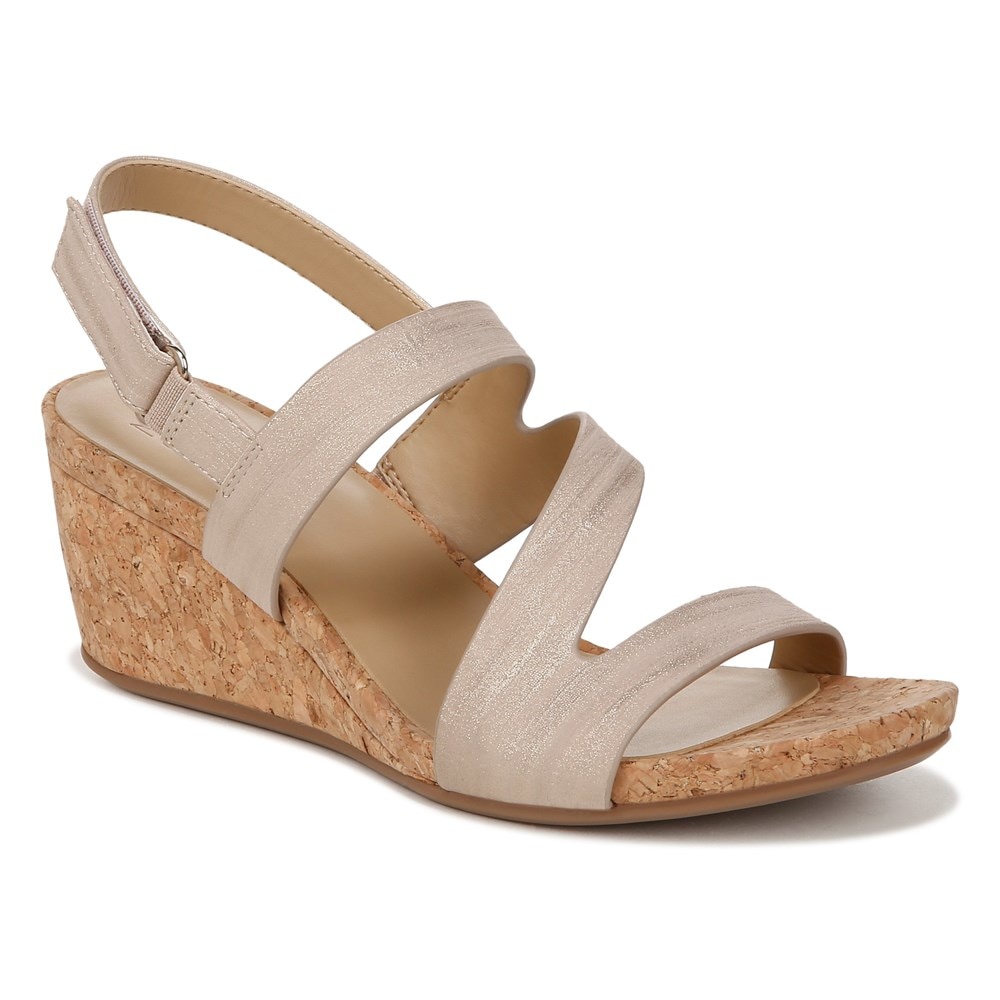 Naturalizer Adria Wedge Sandal - Fawn Beige Faux Leather