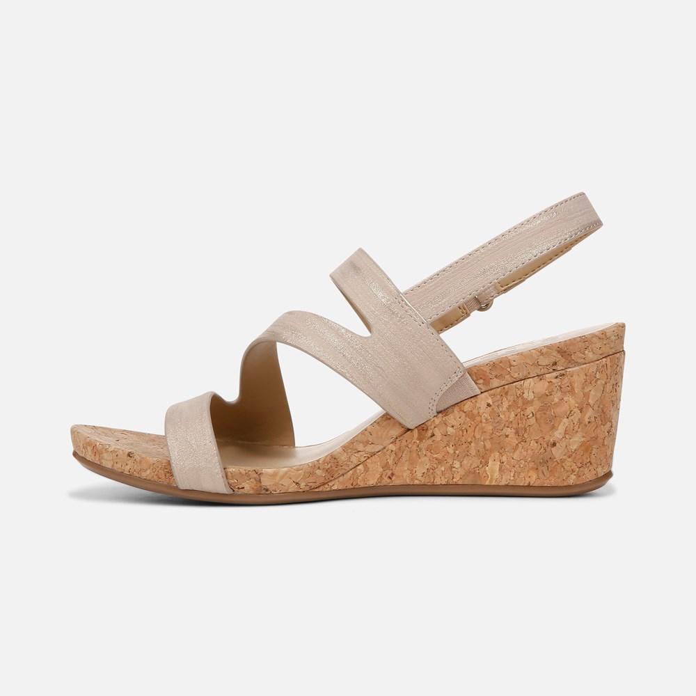 Naturalizer Adria Wedge Sandal - Fawn Beige Faux Leather