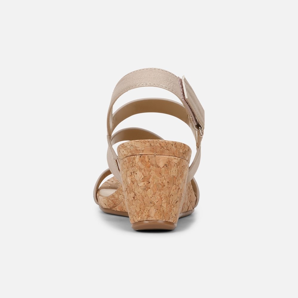 Naturalizer Adria Wedge Sandal - Fawn Beige Faux Leather