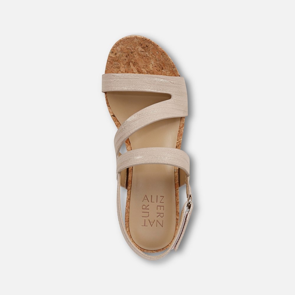 Naturalizer Adria Wedge Sandal - Fawn Beige Faux Leather