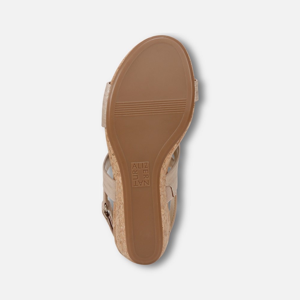 Naturalizer Adria Wedge Sandal - Fawn Beige Faux Leather
