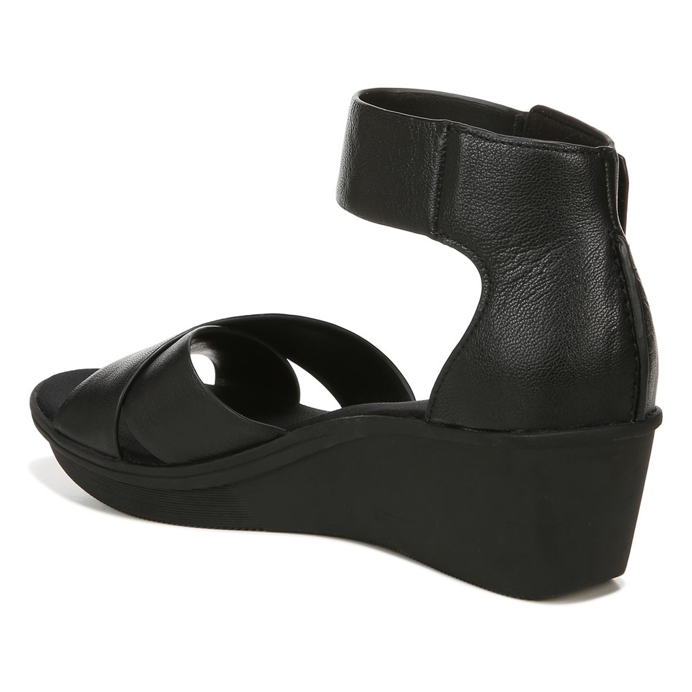 Naturalizer Riviera Wedge Sandal - Black Leather