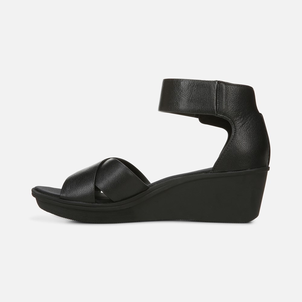 Naturalizer Riviera Wedge Sandal - Black Leather