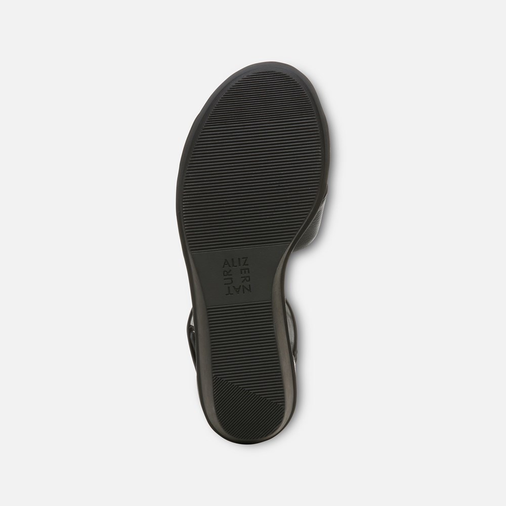 Naturalizer Riviera Wedge Sandal - Black Leather