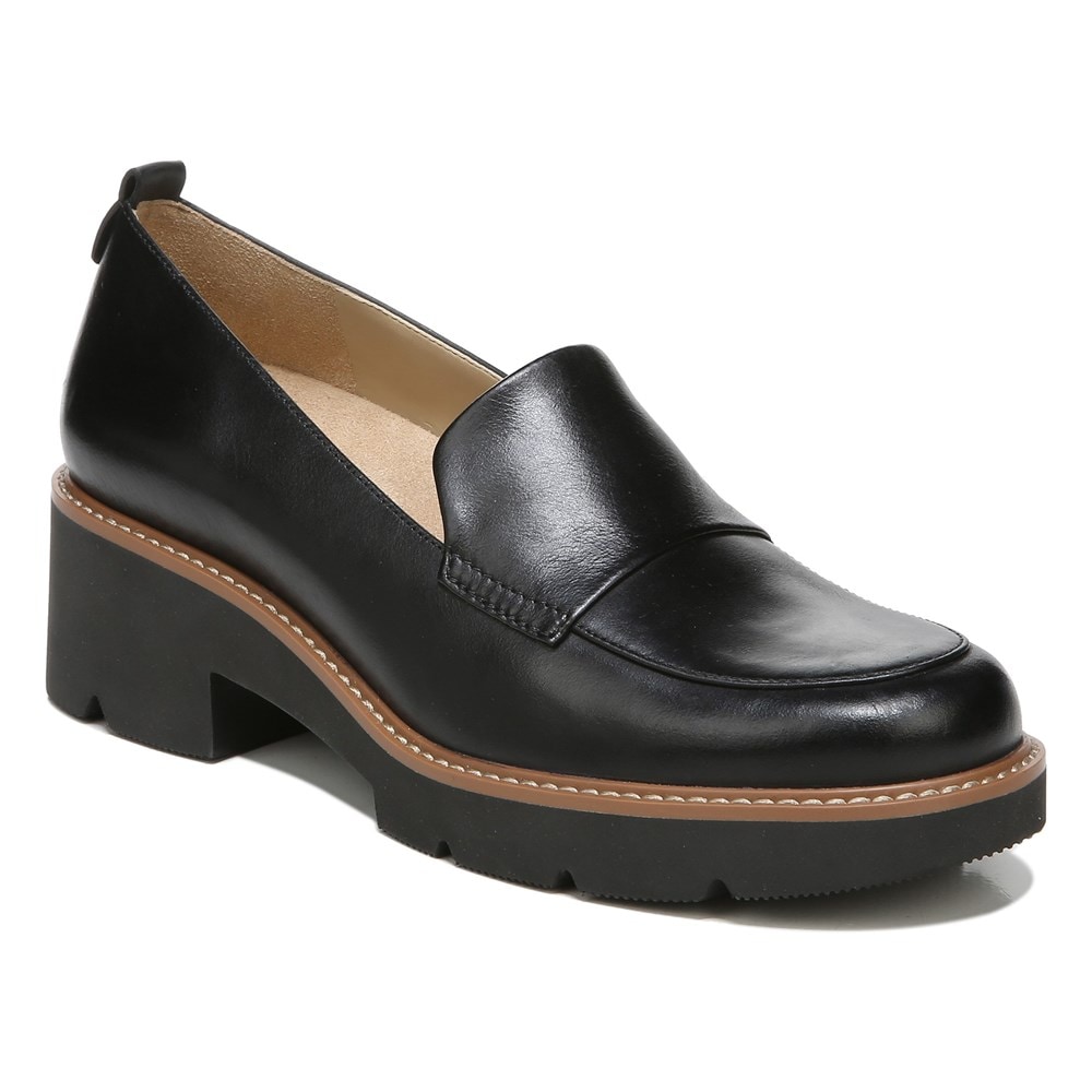 Naturalizer Darry Lug Sole Loafer - Black Leather