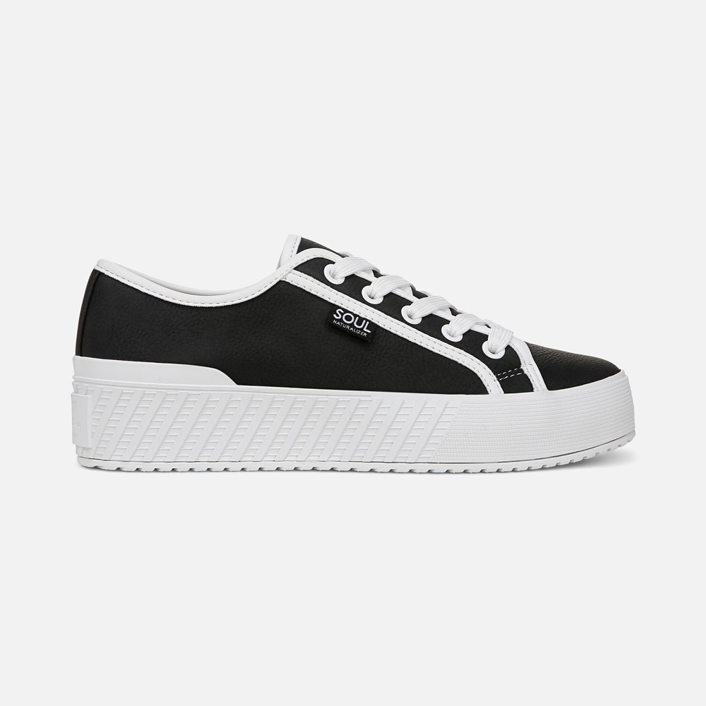 Naturalizer SOUL Iliana Lace Up Sneaker - Black Faux Leather