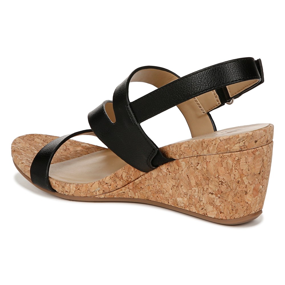 Naturalizer Adria Wedge Sandal - Black Faux Leather
