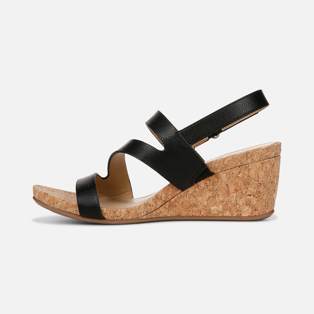 Naturalizer Adria Wedge Sandal - Black Faux Leather