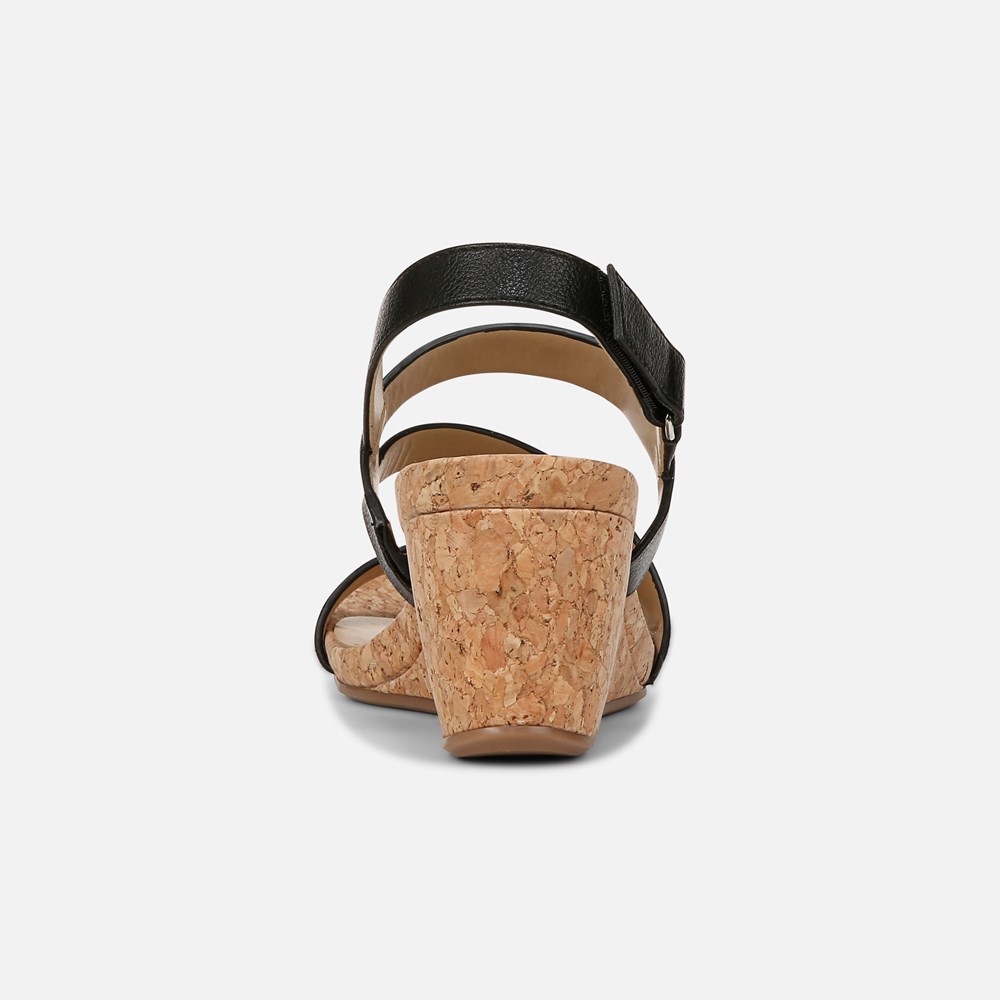 Naturalizer Adria Wedge Sandal - Black Faux Leather
