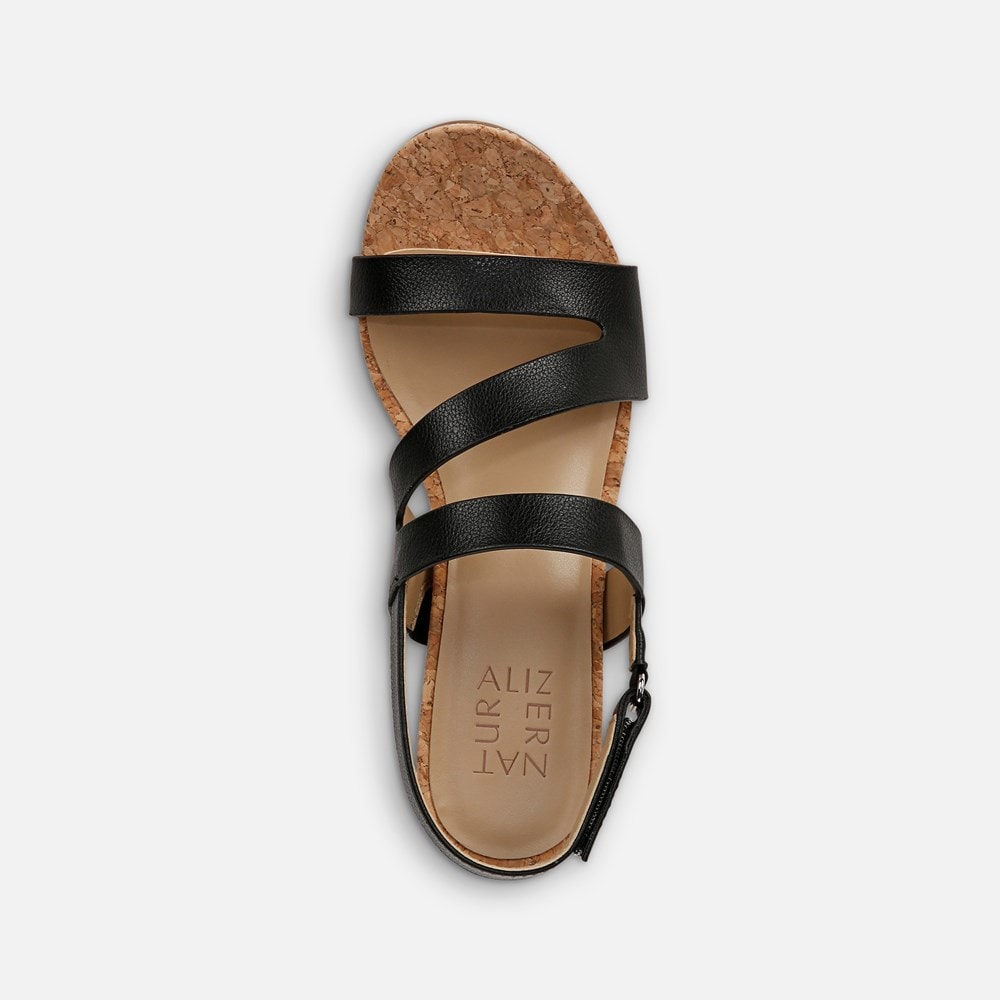 Naturalizer Adria Wedge Sandal - Black Faux Leather