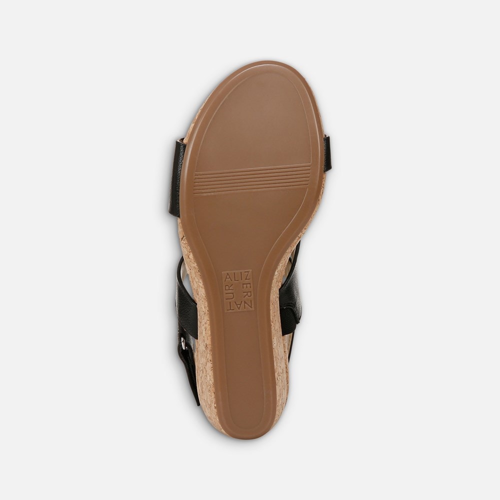 Naturalizer Adria Wedge Sandal - Black Faux Leather