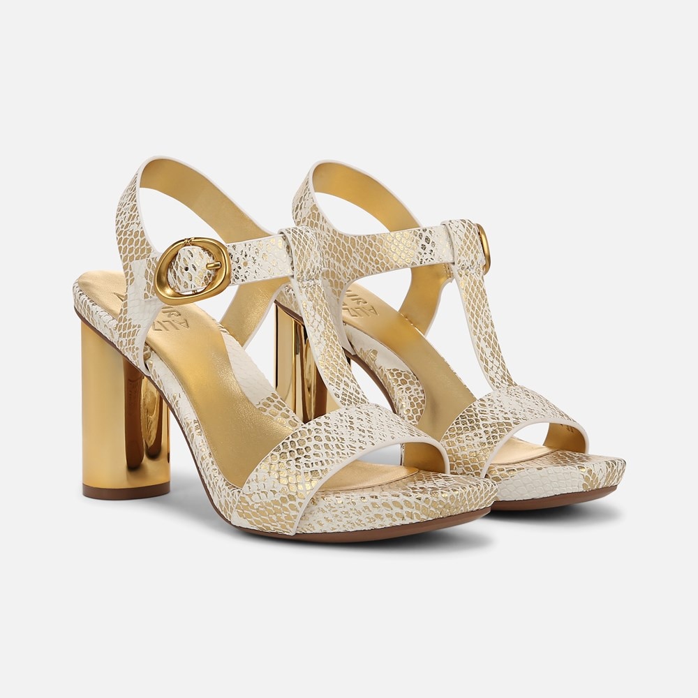 Naturalizer Jordis Dress Sandal - White / Gold Leather