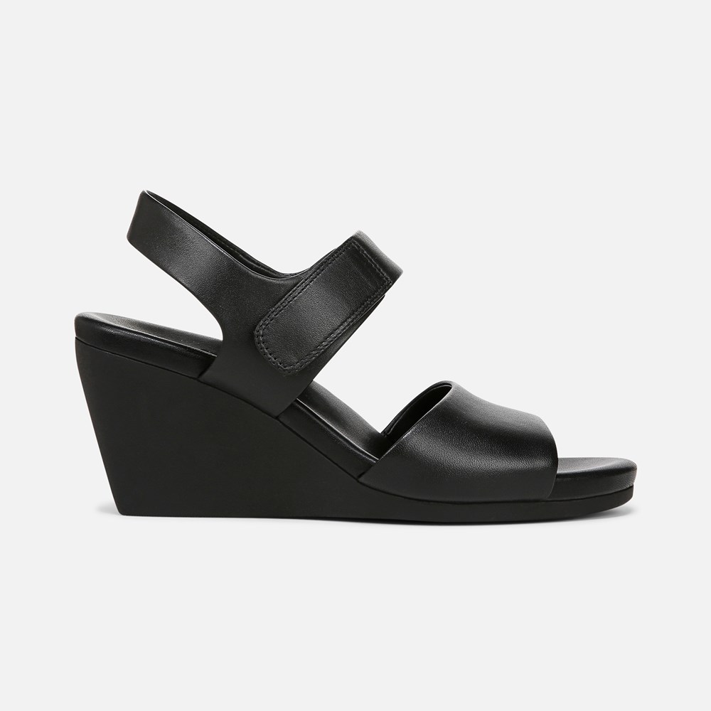 Naturalizer Imani Wedge Sandal - Black Leather