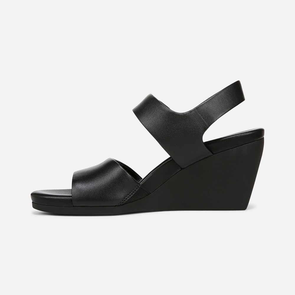 Naturalizer Imani Wedge Sandal - Black Leather