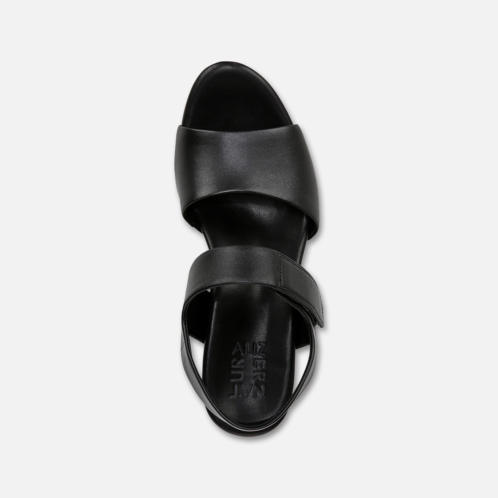 Naturalizer Imani Wedge Sandal - Black Leather