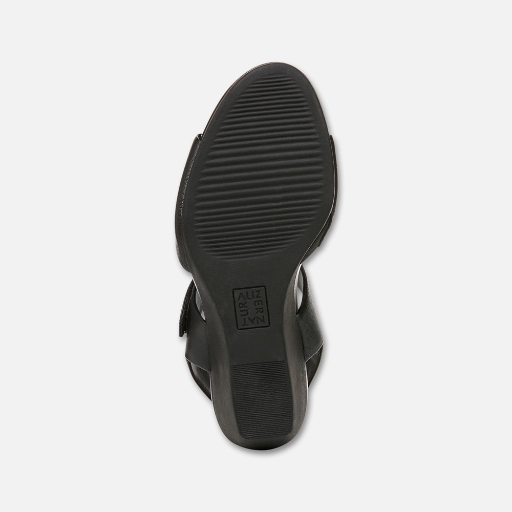 Naturalizer Imani Wedge Sandal - Black Leather